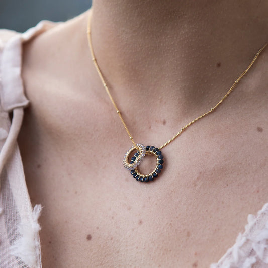 Iolite Double Hoop Pendant Necklace